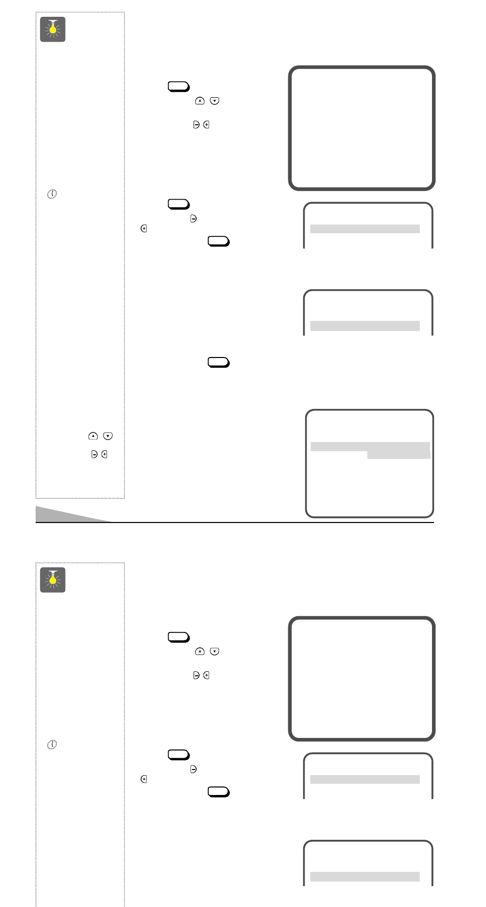 Ajustes del tv, Como hacer los ajustes, Ajustando el reloj | Ajuste el modo de audio, Ajuste de imagen/sonido, Consejos rápidos | Sanyo AVM-3259G User Manual | Page 26 / 36