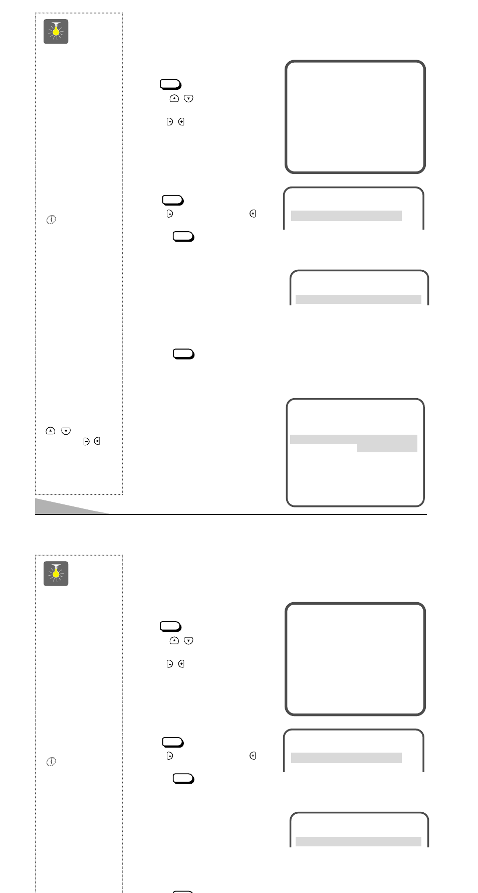 Quicktips, Tv adjustment and setup, How to make adjustments | Setting the clock, Set ting audio mode, Adjusting picture/sound | Sanyo AVM-3259G User Manual | Page 8 / 36