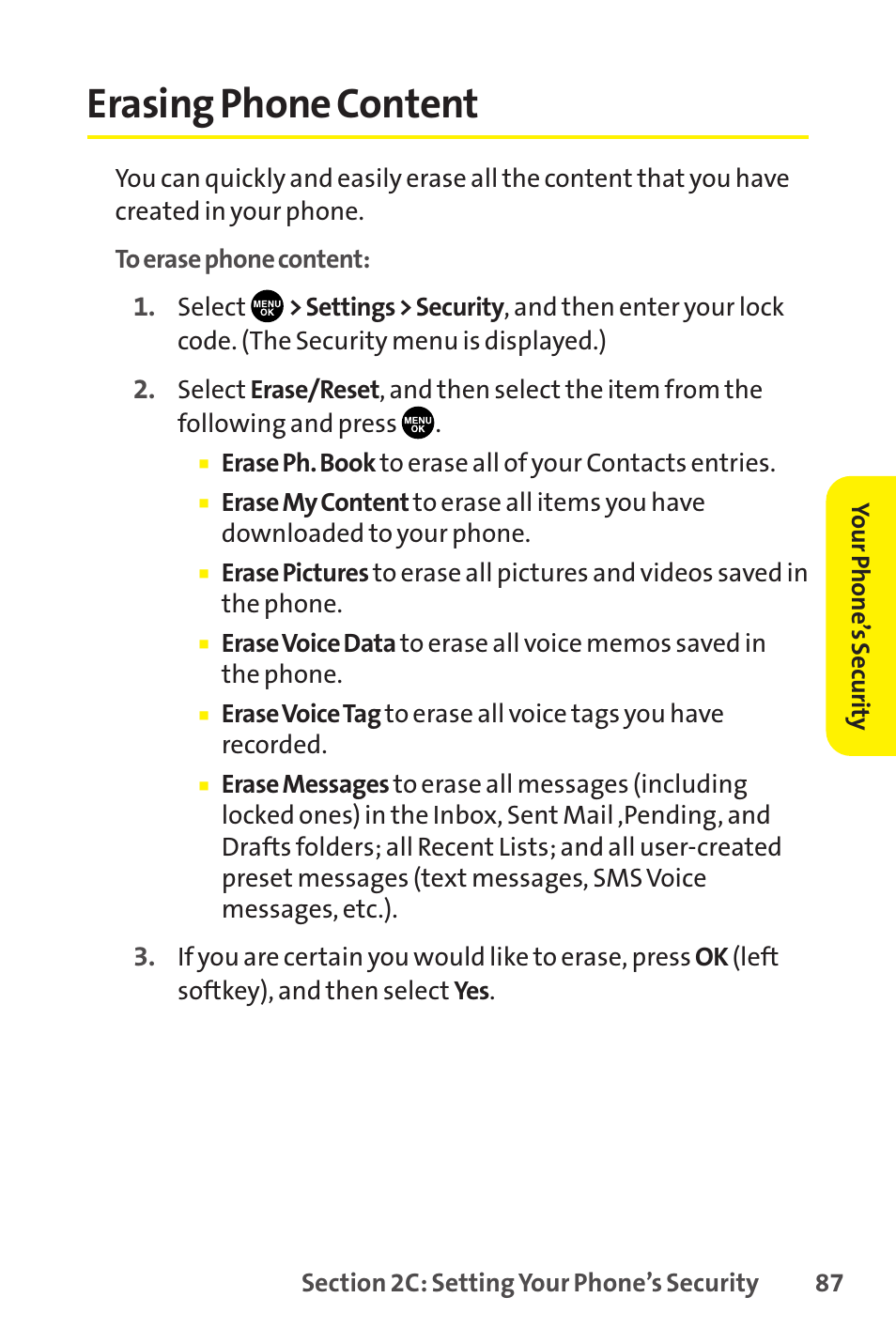 Erasing phone content | Sanyo SCP-8400 User Manual | Page 103 / 282