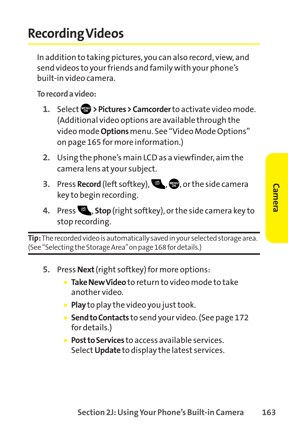 Recording videos | Sanyo SCP-8400 User Manual | Page 179 / 282