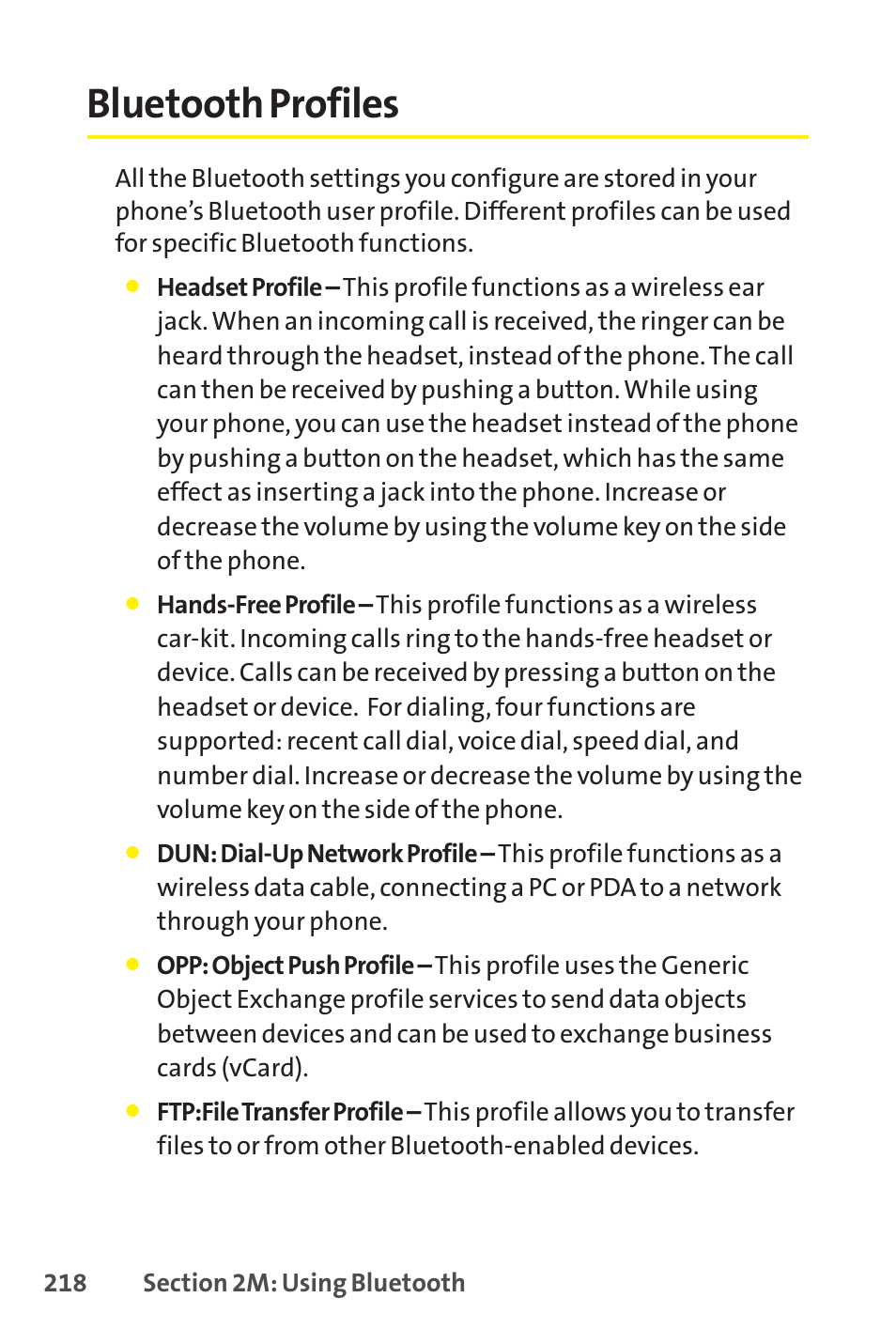 Bluetooth profiles | Sanyo SCP-8400 User Manual | Page 234 / 282