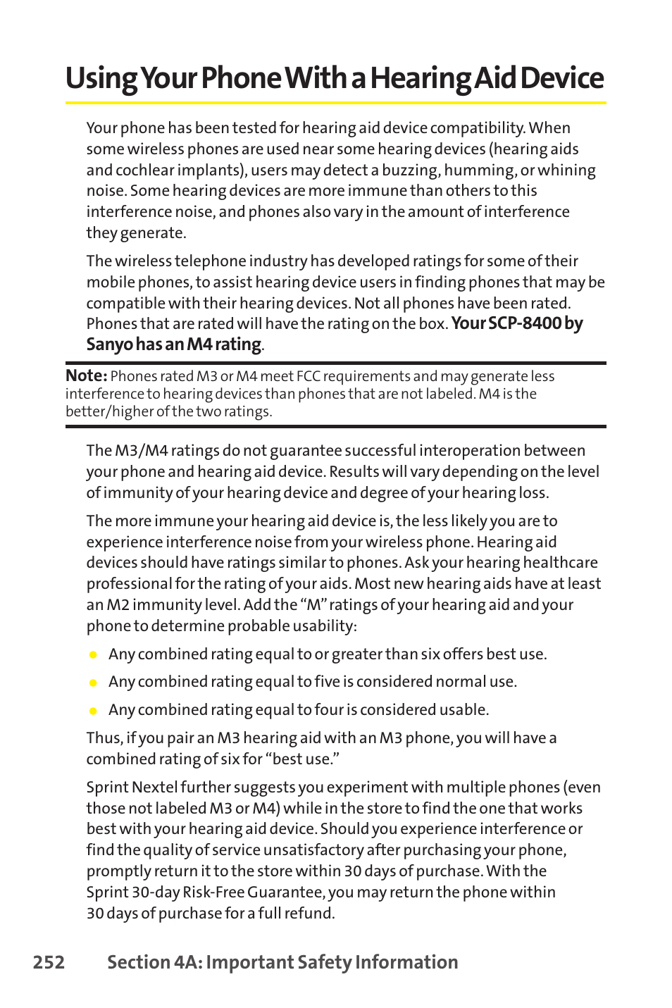 Using your phone with a hearing aid device | Sanyo SCP-8400 User Manual | Page 268 / 282