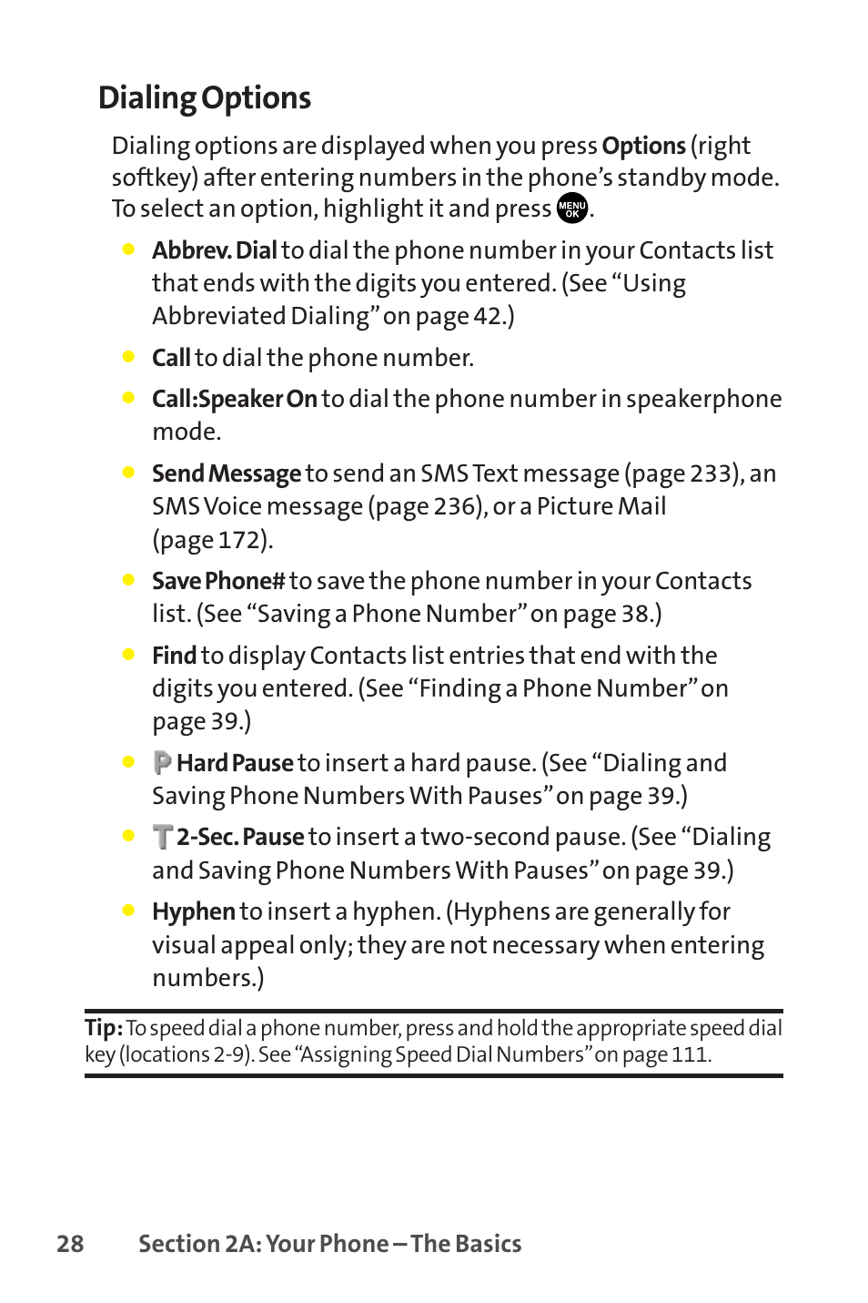 Dialing options | Sanyo SCP-8400 User Manual | Page 44 / 282