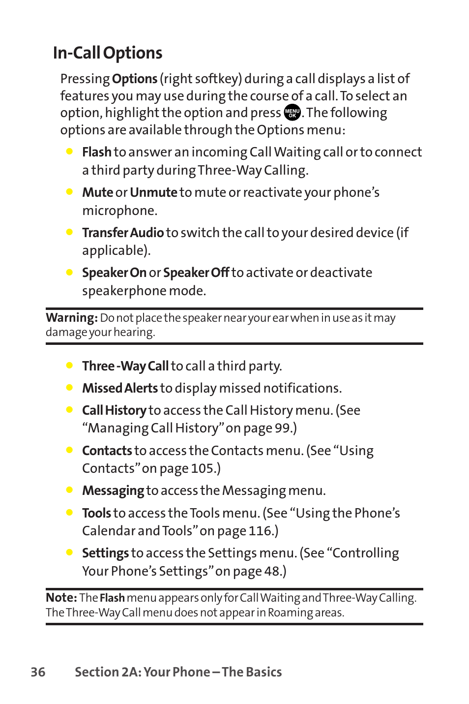 In-call options | Sanyo SCP-8400 User Manual | Page 52 / 282