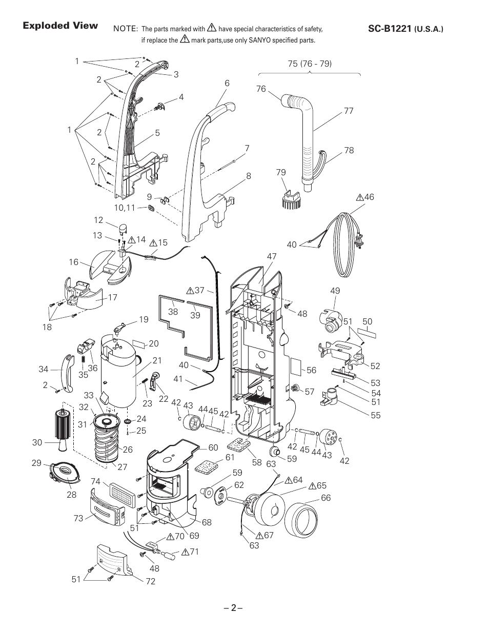 Exploded view | Sanyo SC-B1221 User Manual | Page 2 / 4