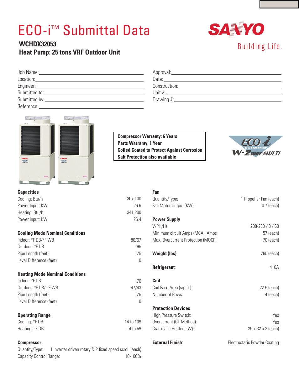 Sanyo ECO-i WCHDX32053 User Manual | 2 pages