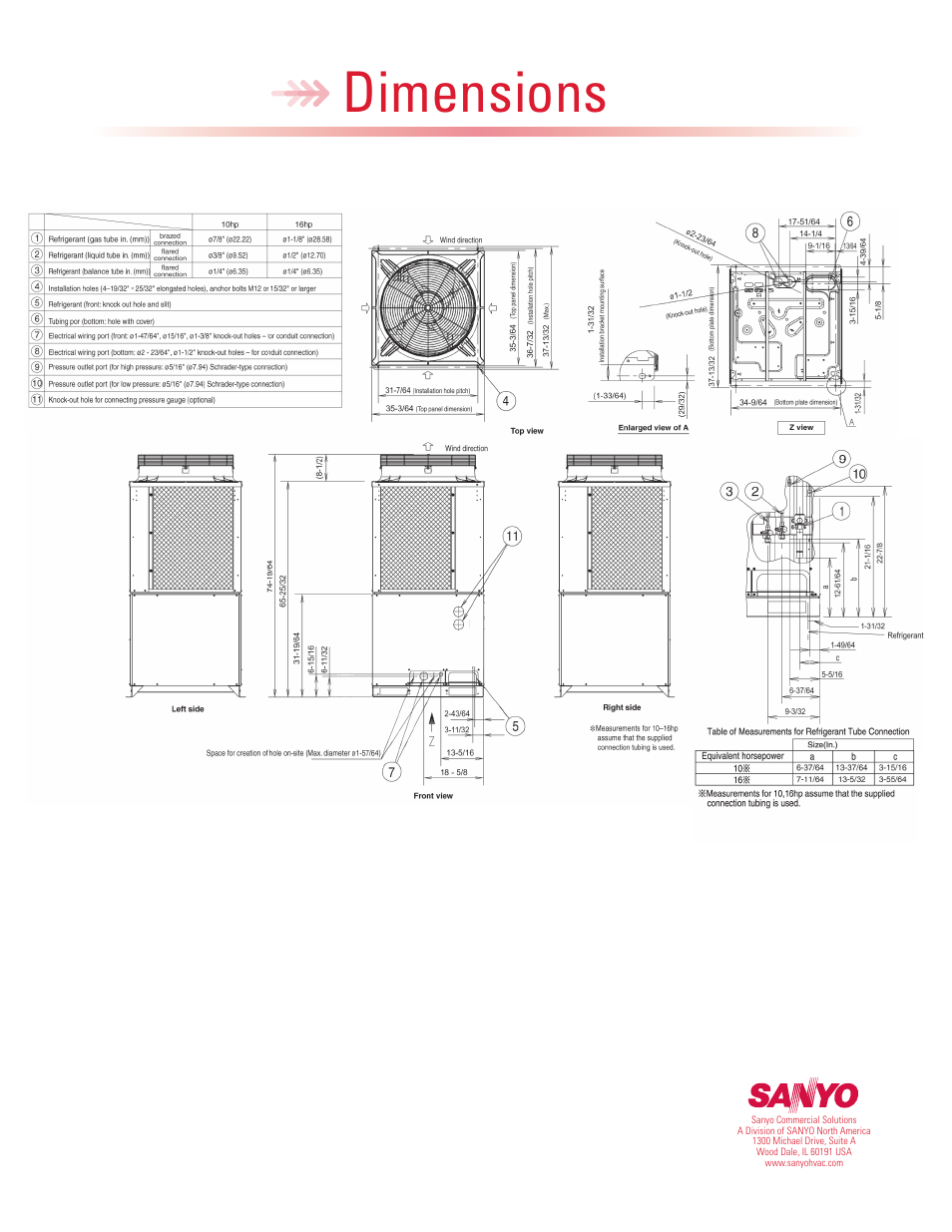 Dimensions | Sanyo ECO-i WCHDX32053 User Manual | Page 2 / 2