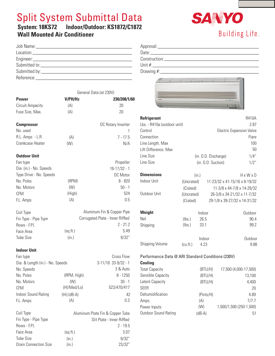 Sanyo 18KS72 User Manual | 2 pages