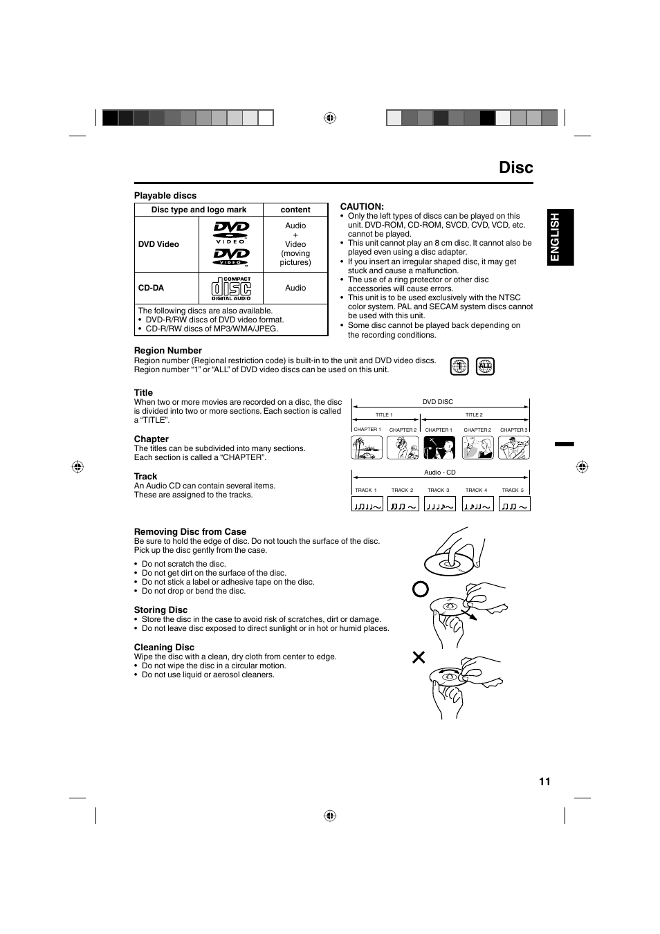 Disc, 11 english | Sanyo DP32671 User Manual | Page 11 / 41