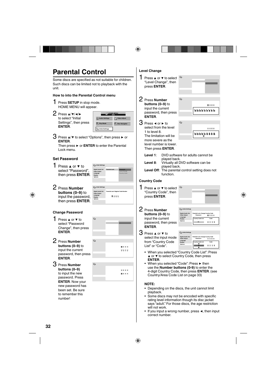 Parental control, Set password | Sanyo DP32671 User Manual | Page 32 / 41