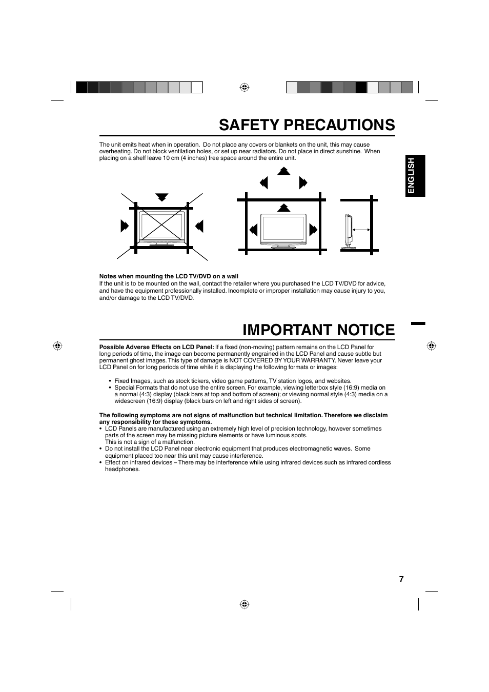 Important notice, Safety precautions, 10cm | Sanyo DP32671 User Manual | Page 7 / 41