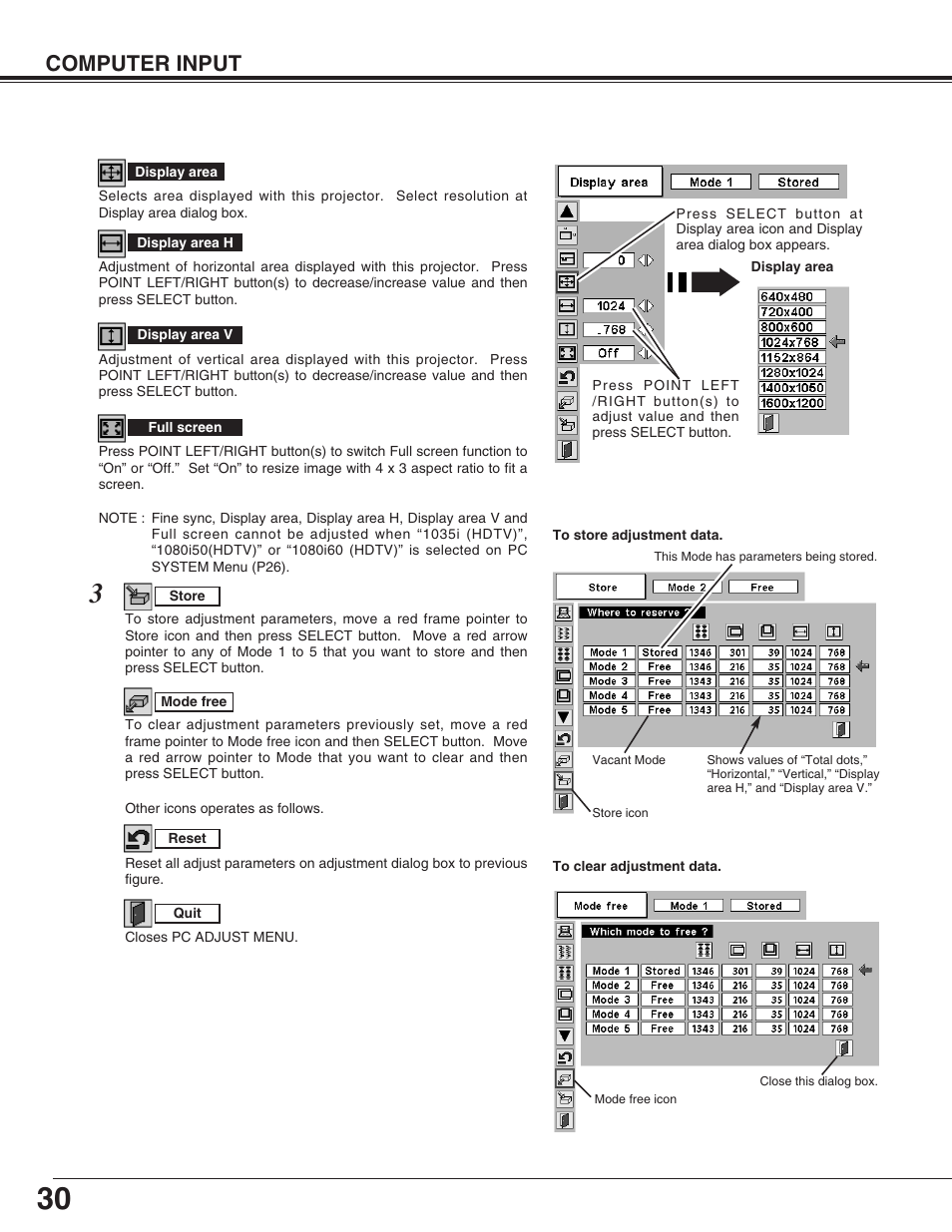 Computer input | Sanyo PLC-EF31NL User Manual | Page 30 / 52