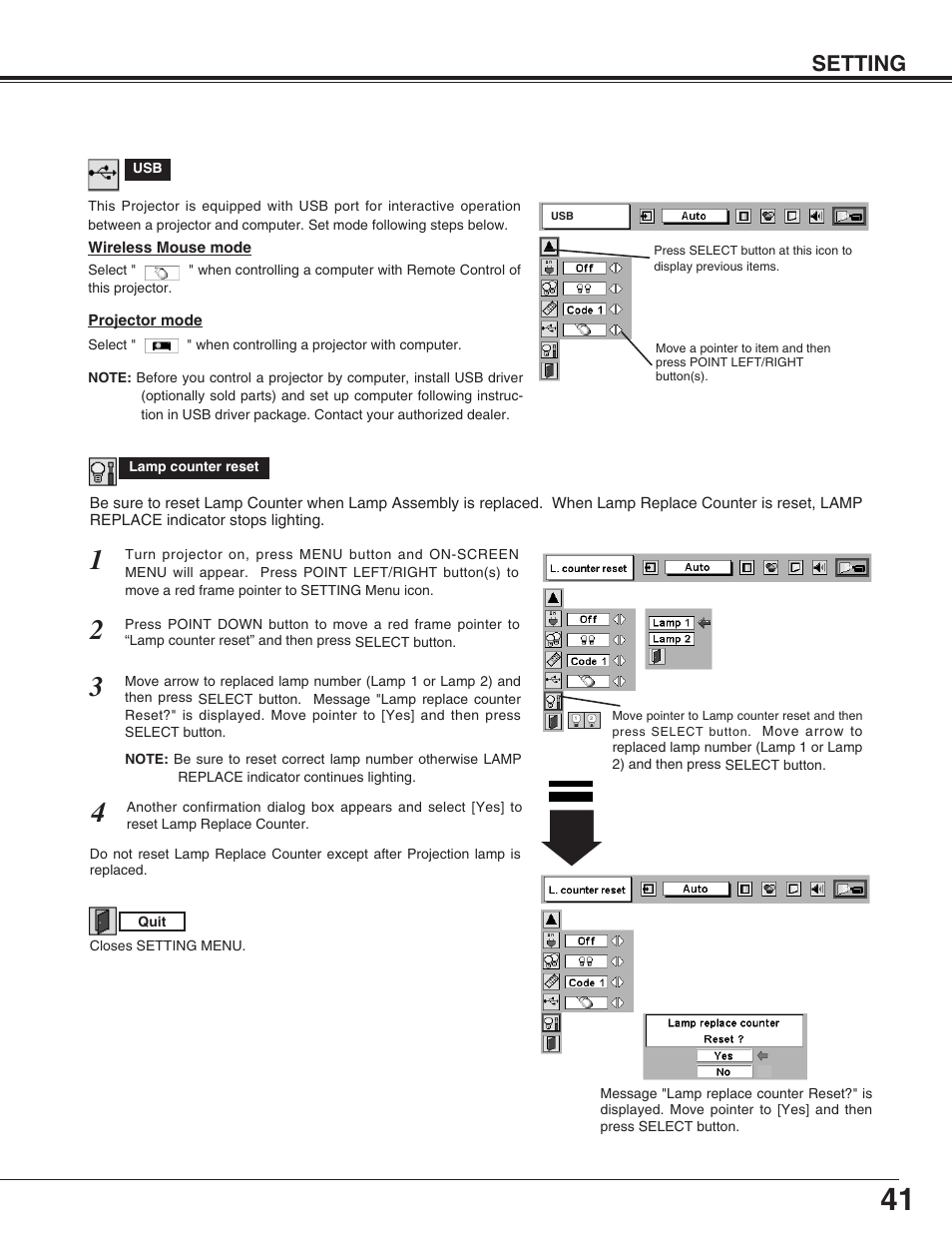 Setting | Sanyo PLC-EF31NL User Manual | Page 41 / 52