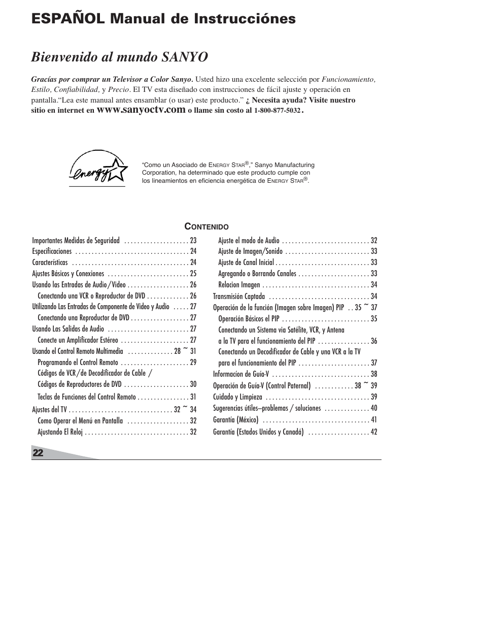 Sanyo DS27820 User Manual | Page 22 / 64