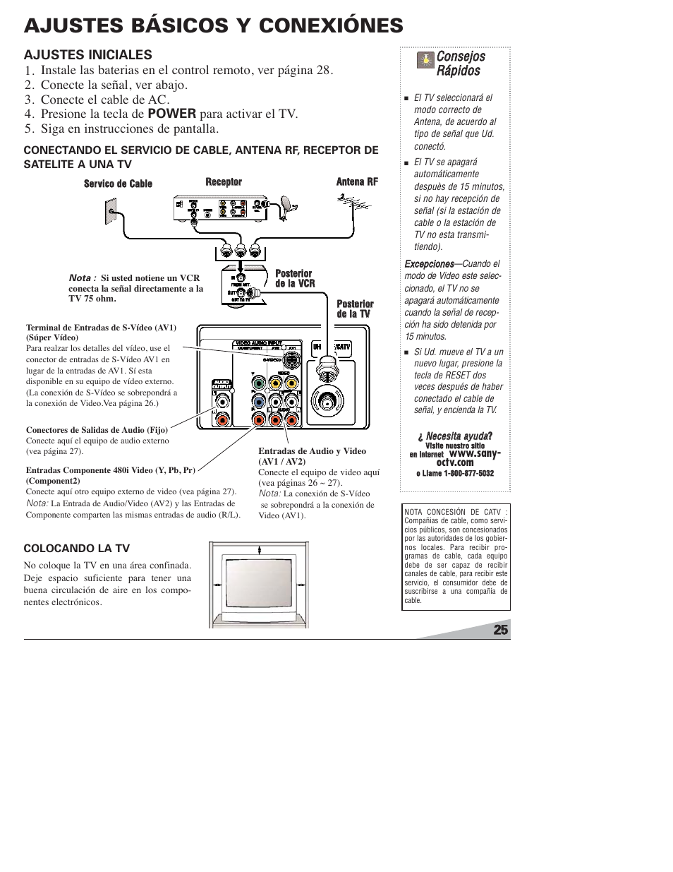 Ajustes básicos y conexiónes, Cco on nsseejjo oss r rááp piid do oss | Sanyo DS27820 User Manual | Page 25 / 64