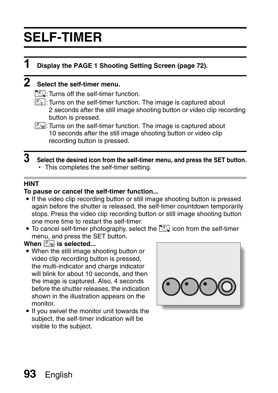 Self-timer | Sanyo Xacti VPC-HD2 User Manual | Page 107 / 227