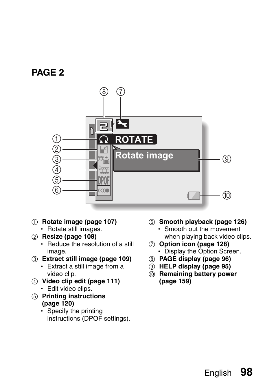 Rotate rotate image, Page 2, English | Sanyo Xacti VPC-HD2 User Manual | Page 112 / 227