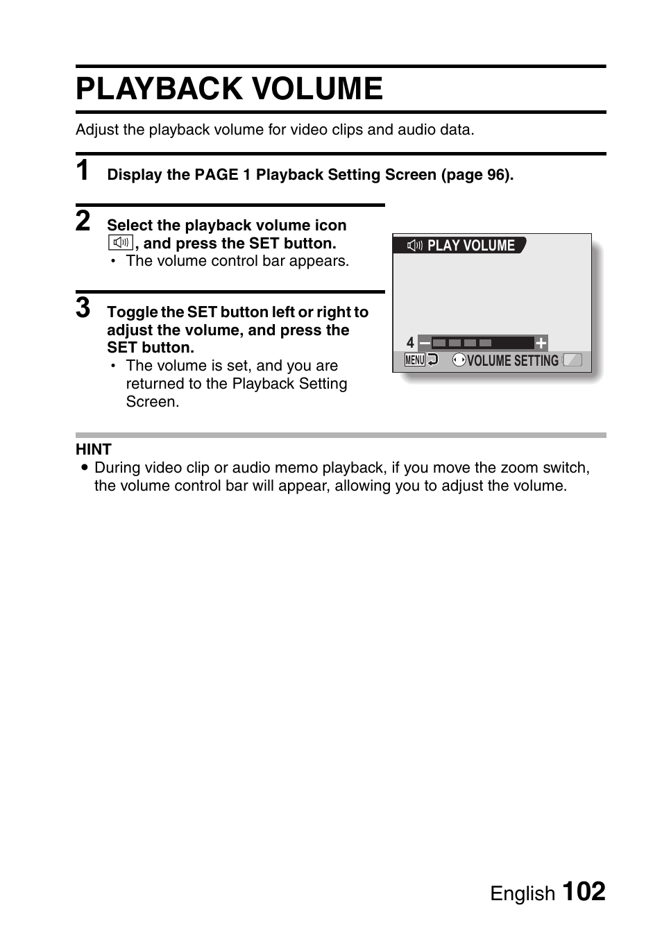 Playback volume | Sanyo Xacti VPC-HD2 User Manual | Page 116 / 227