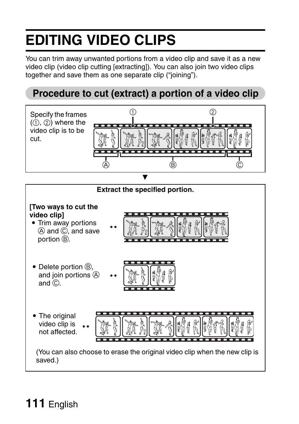 Editing video clips, English | Sanyo Xacti VPC-HD2 User Manual | Page 125 / 227
