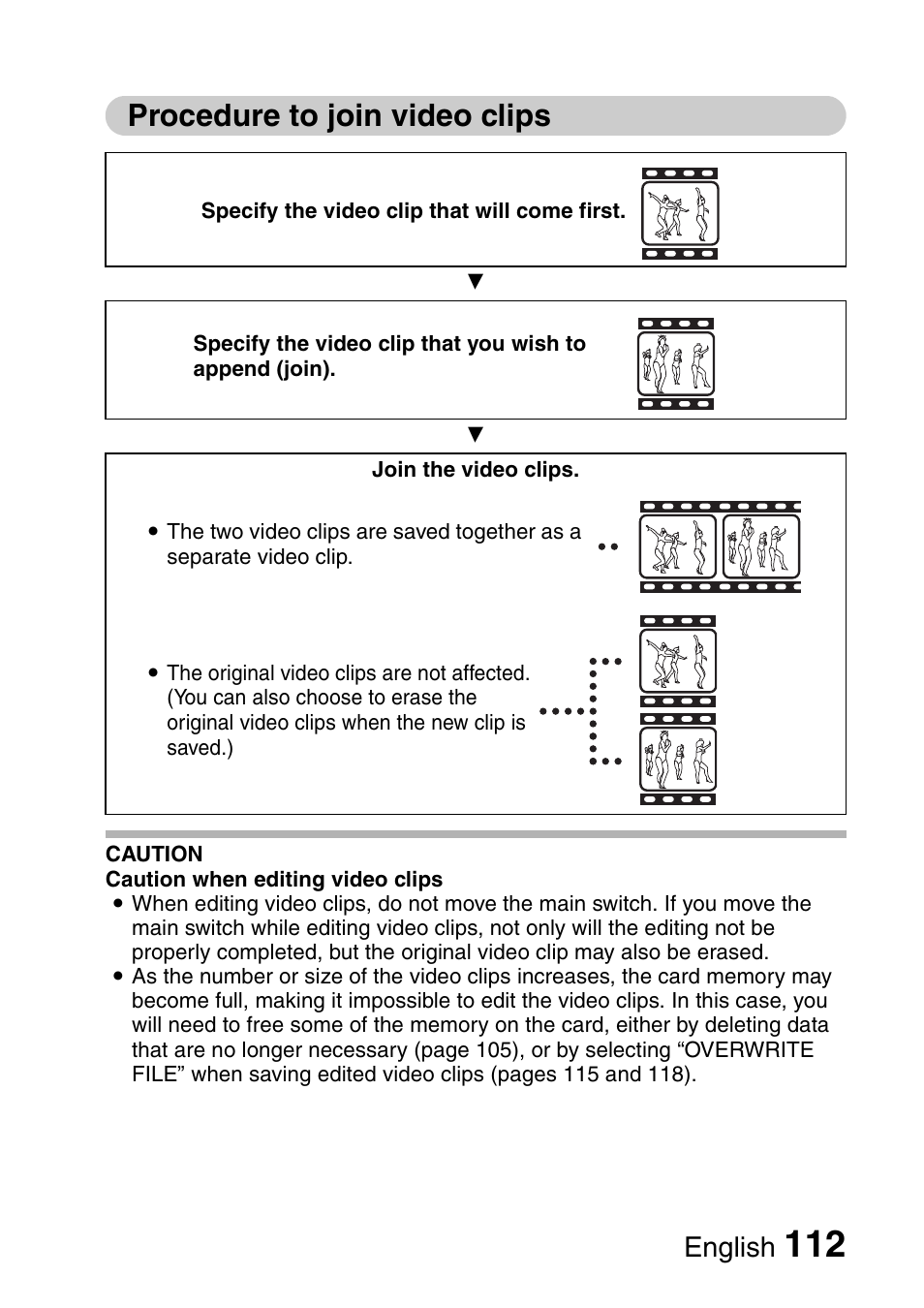 Procedure to join video clips, English | Sanyo Xacti VPC-HD2 User Manual | Page 126 / 227