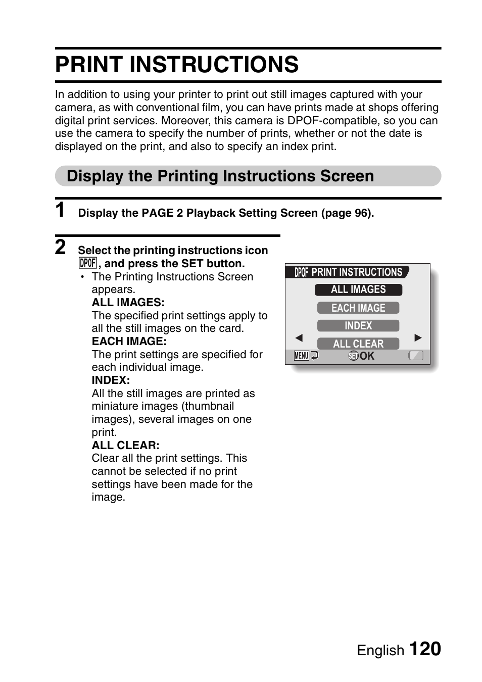 Print instructions, Display the printing instructions screen | Sanyo Xacti VPC-HD2 User Manual | Page 134 / 227