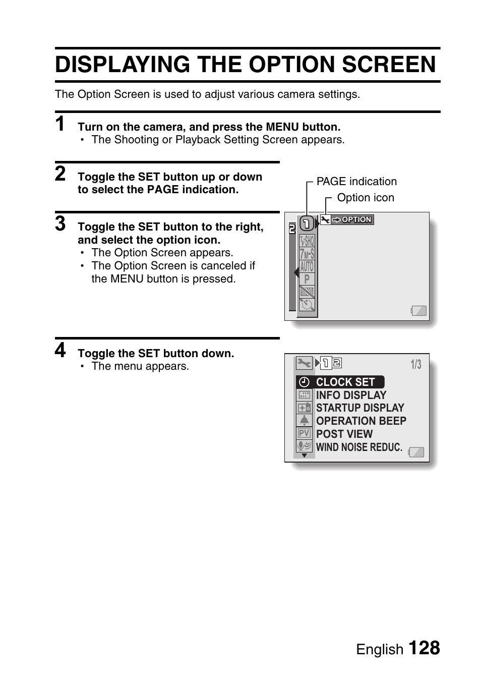 Displaying the option screen | Sanyo Xacti VPC-HD2 User Manual | Page 142 / 227