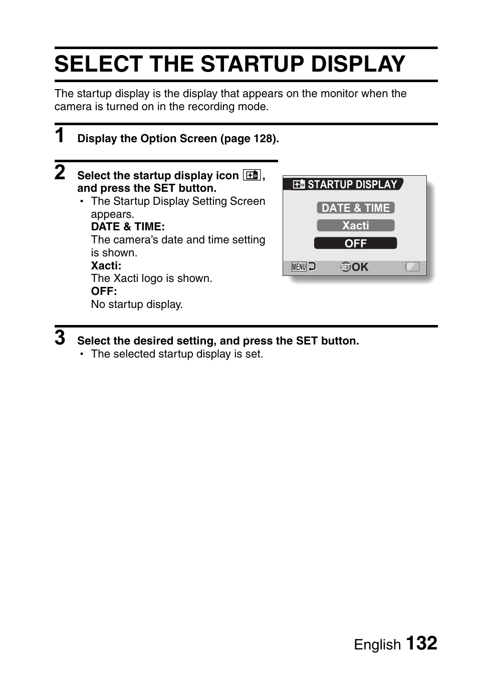 Select the startup display | Sanyo Xacti VPC-HD2 User Manual | Page 146 / 227