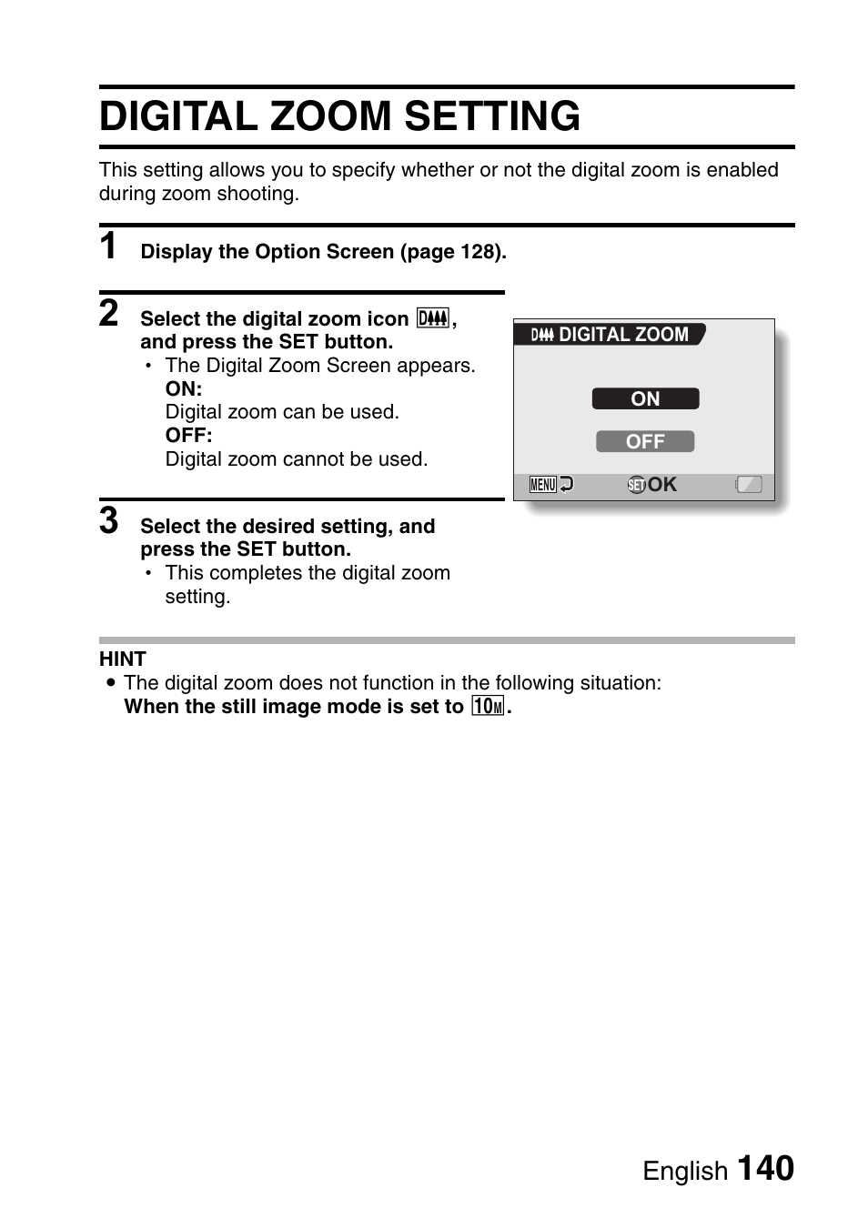 Digital zoom setting | Sanyo Xacti VPC-HD2 User Manual | Page 154 / 227