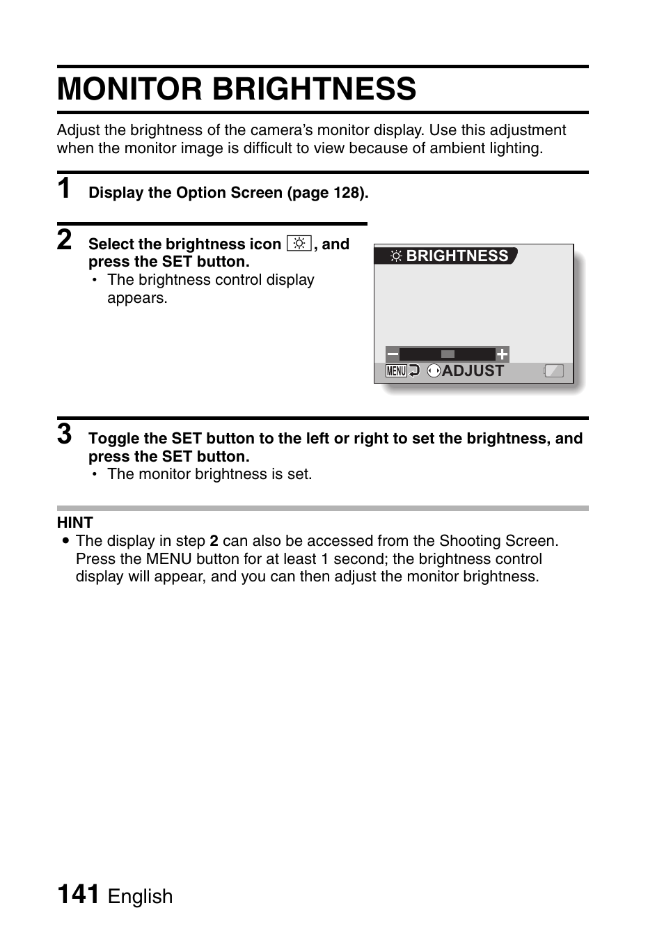 Monitor brightness | Sanyo Xacti VPC-HD2 User Manual | Page 155 / 227