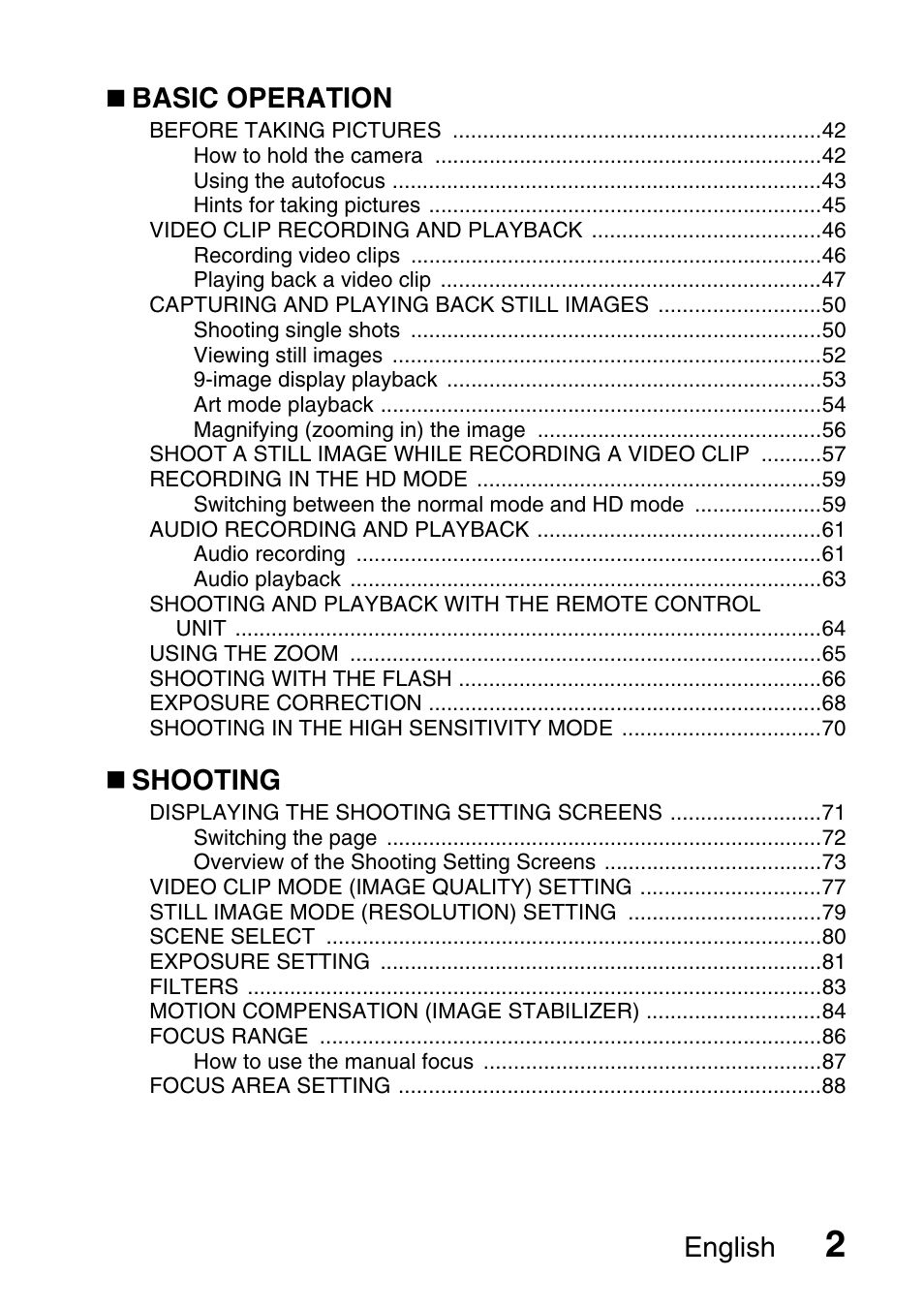 English, Basic operation, Shooting | Sanyo Xacti VPC-HD2 User Manual | Page 16 / 227