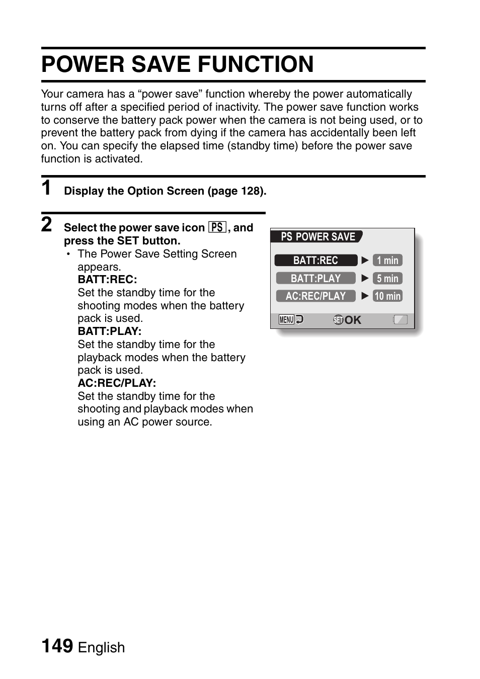 Power save function | Sanyo Xacti VPC-HD2 User Manual | Page 163 / 227