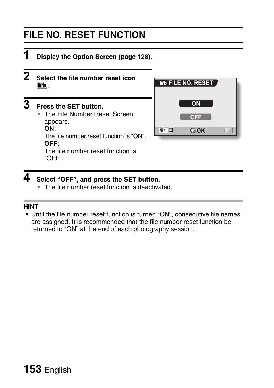 File no. reset function | Sanyo Xacti VPC-HD2 User Manual | Page 167 / 227