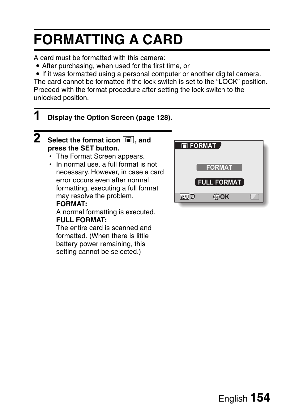 Formatting a card | Sanyo Xacti VPC-HD2 User Manual | Page 168 / 227