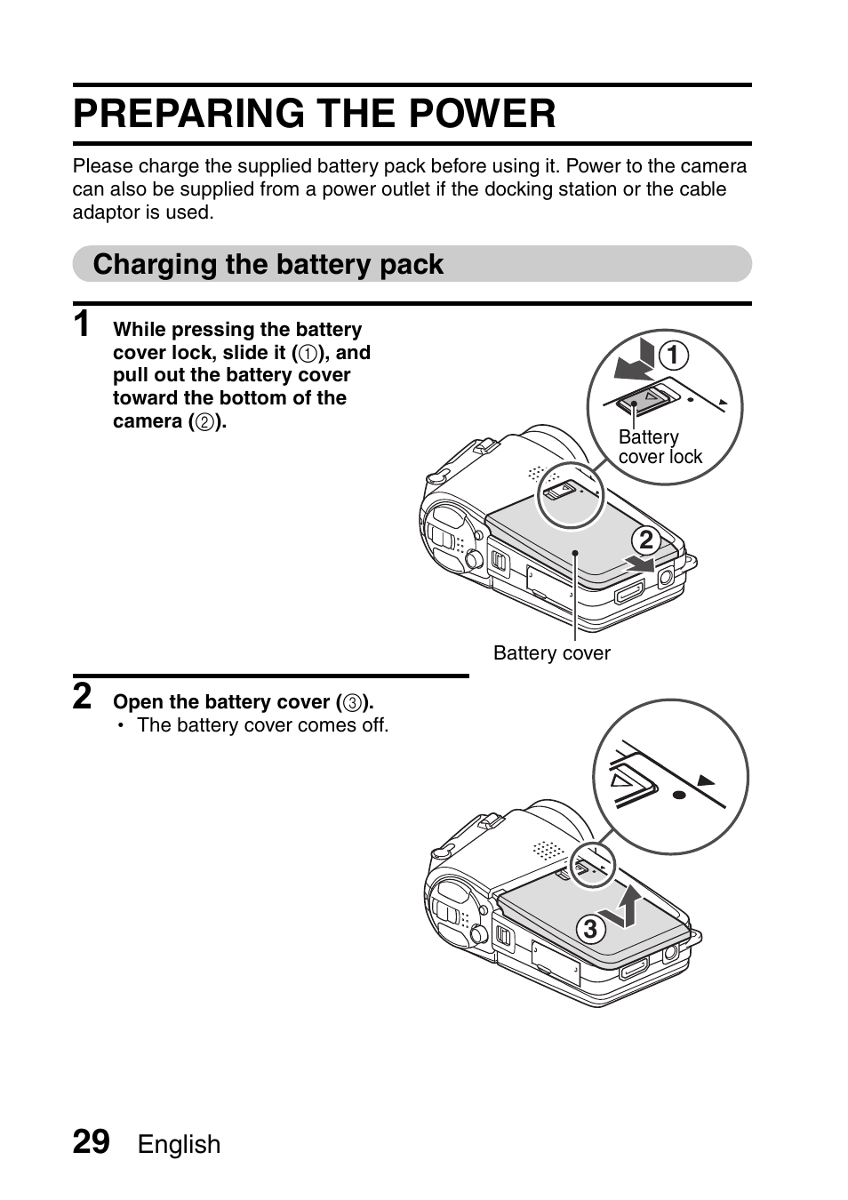 Preparing the power | Sanyo Xacti VPC-HD2 User Manual | Page 43 / 227