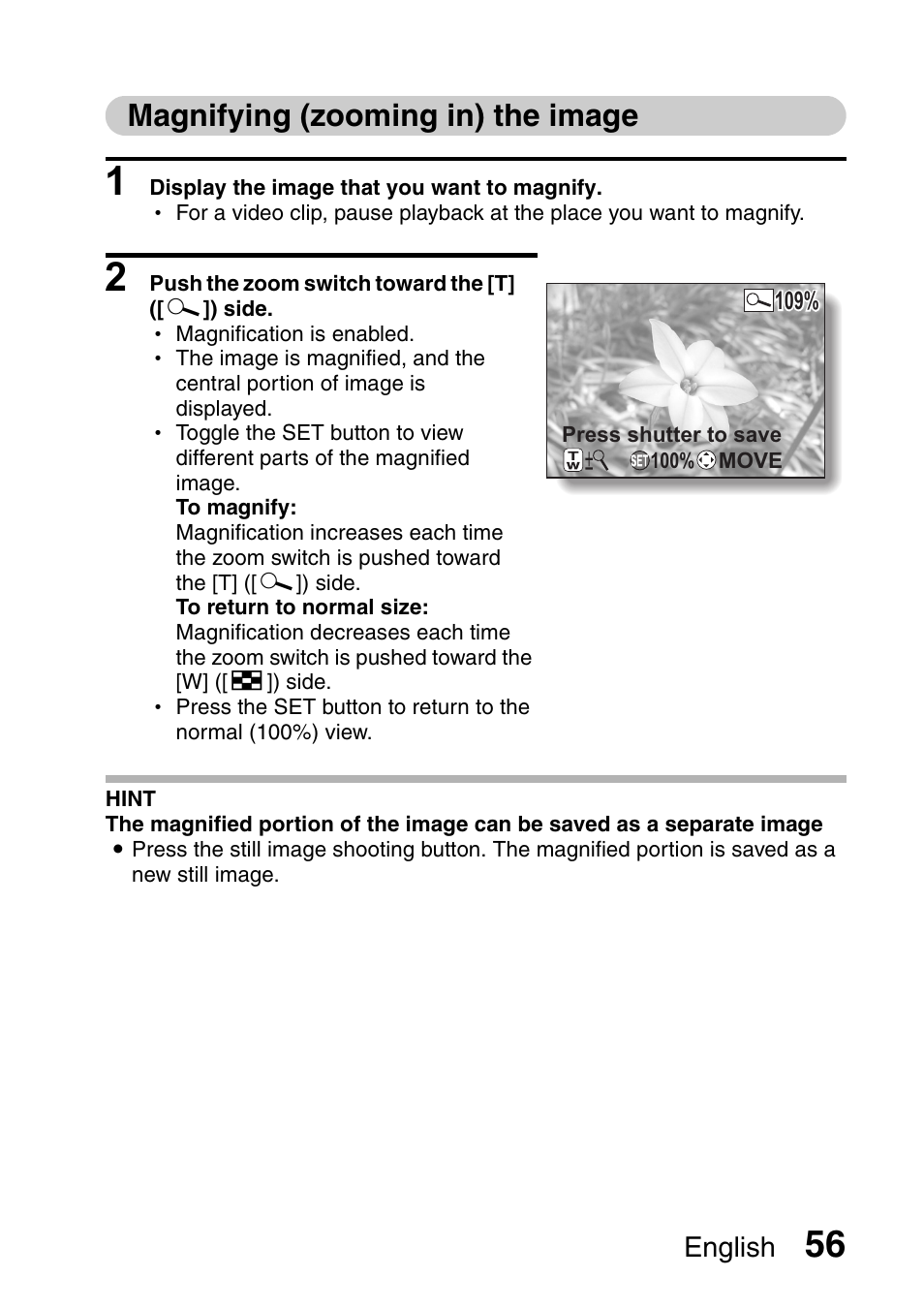 Magnifying (zooming in) the image | Sanyo Xacti VPC-HD2 User Manual | Page 70 / 227