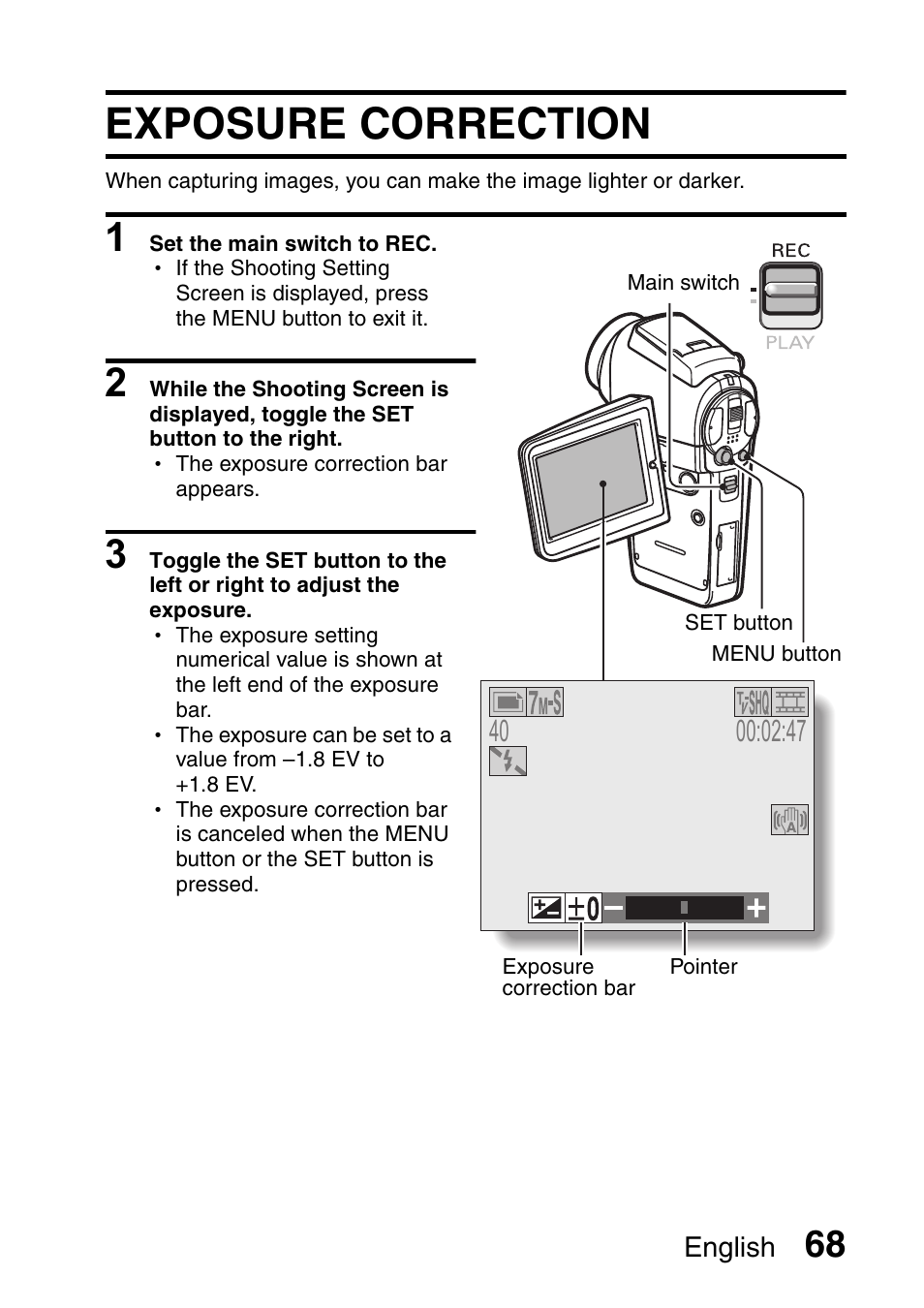 Exposure correction | Sanyo Xacti VPC-HD2 User Manual | Page 82 / 227