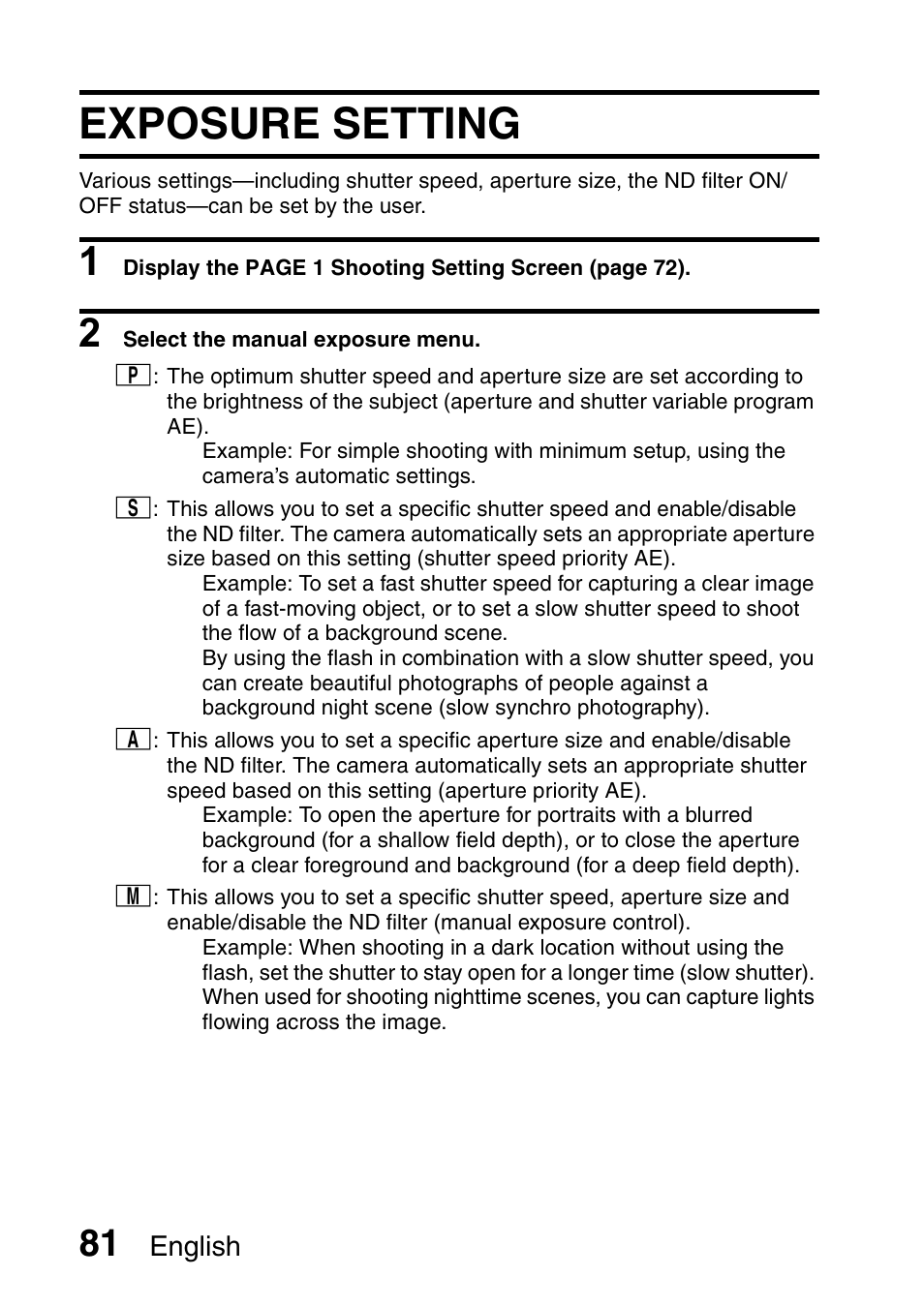Exposure setting | Sanyo Xacti VPC-HD2 User Manual | Page 95 / 227