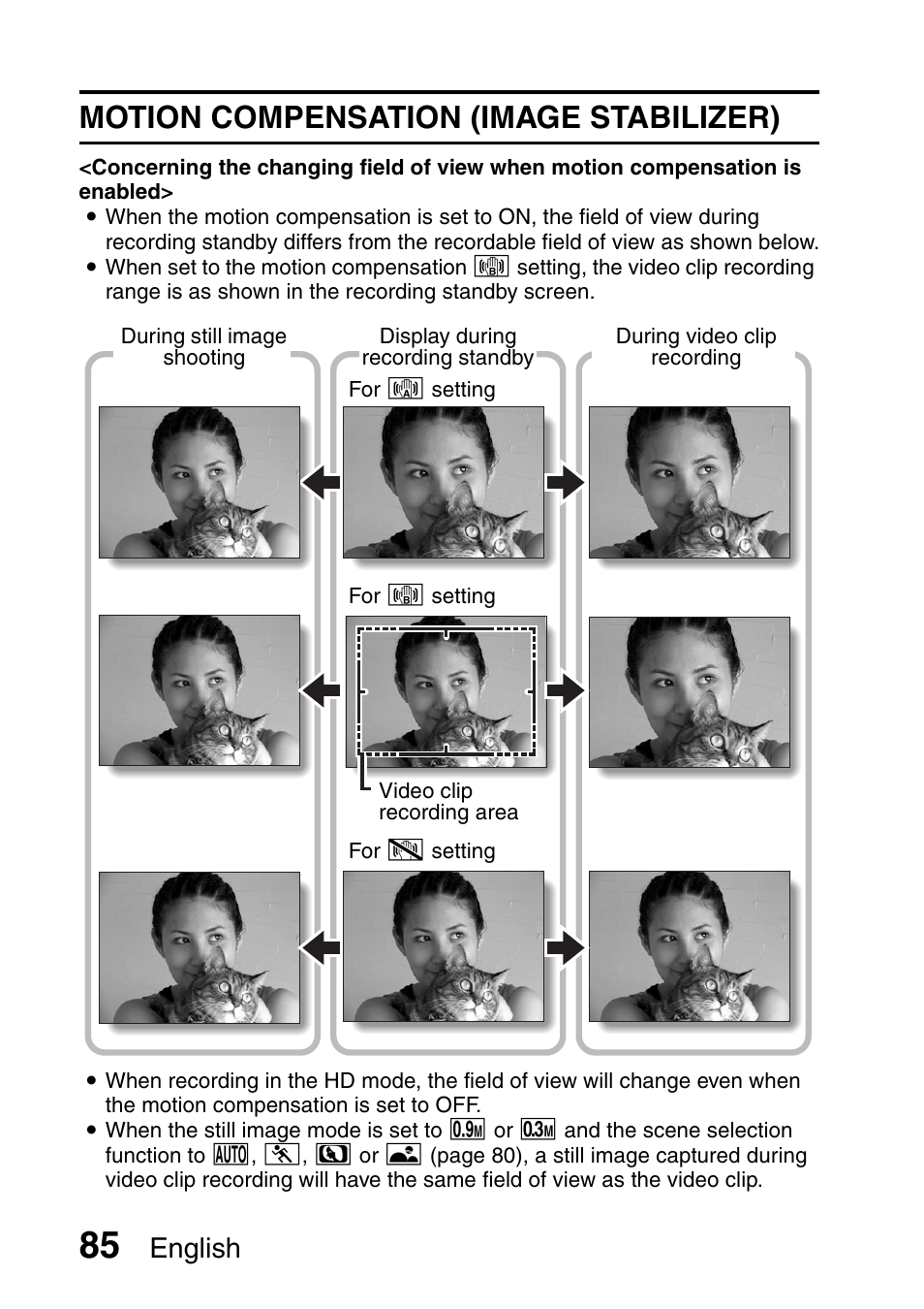 Motion compensation (image stabilizer), English | Sanyo Xacti VPC-HD2 User Manual | Page 99 / 227