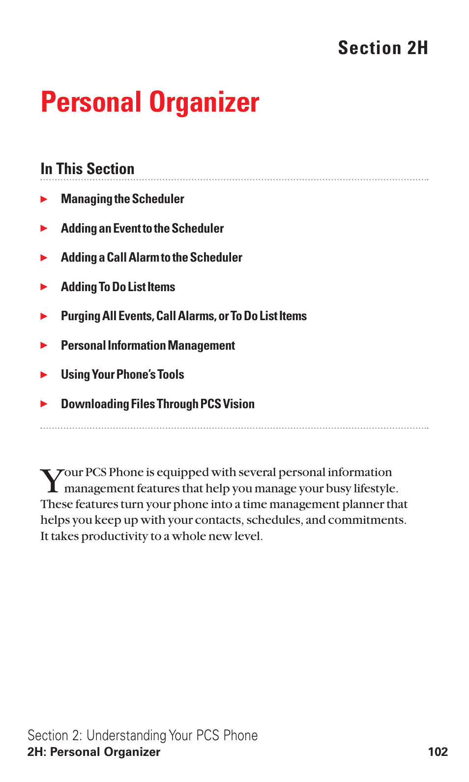 2h. personal organizer, Personal organizer | Sanyo VM4500 User Manual | Page 114 / 244