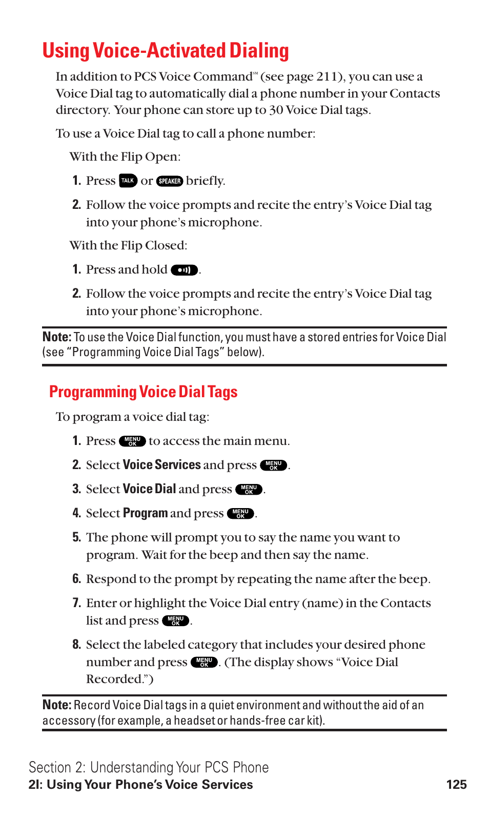 Using voice-activated dialing, Programming voice dial tags | Sanyo VM4500 User Manual | Page 137 / 244