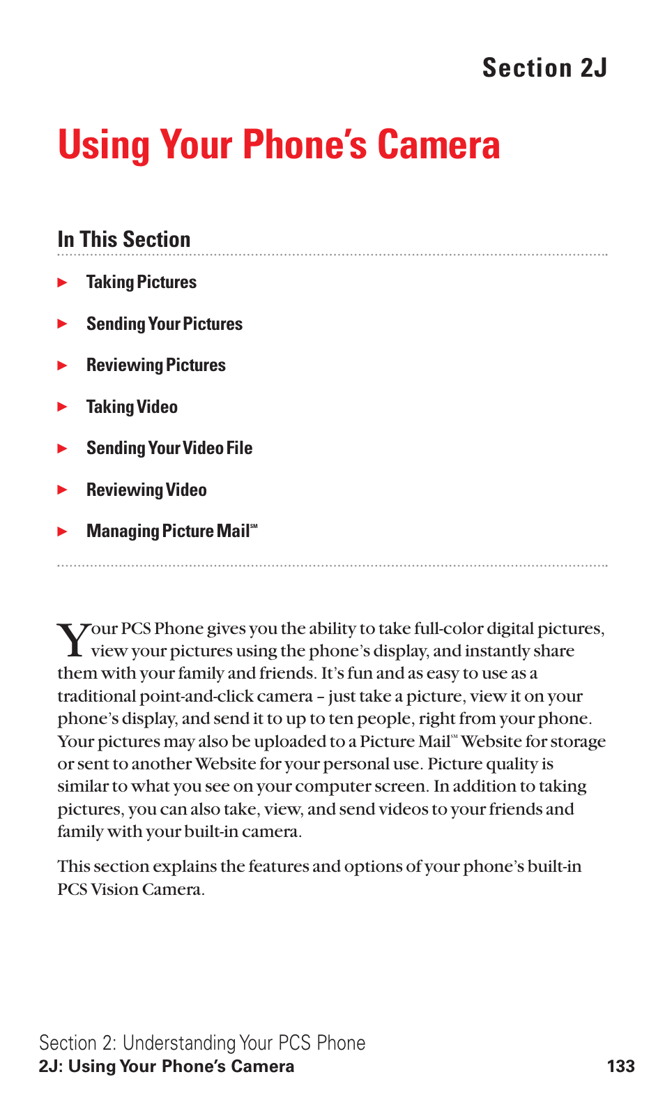 2j. using your phone’s camera, Using your phone’s camera | Sanyo VM4500 User Manual | Page 145 / 244