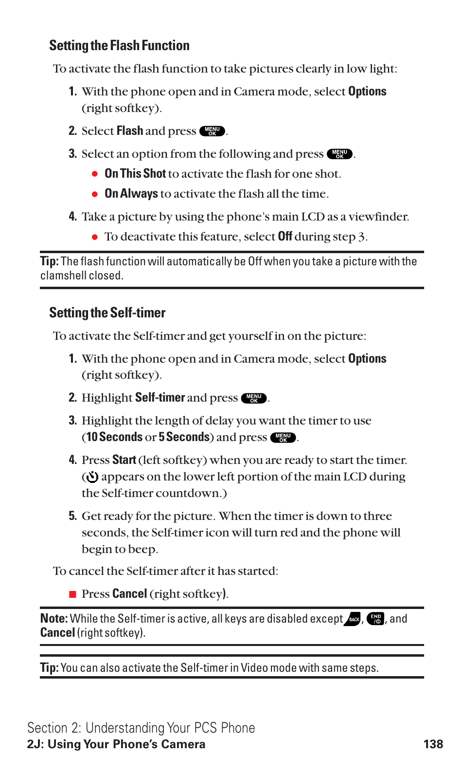 Setting the flash function, Setting the self-timer | Sanyo VM4500 User Manual | Page 150 / 244
