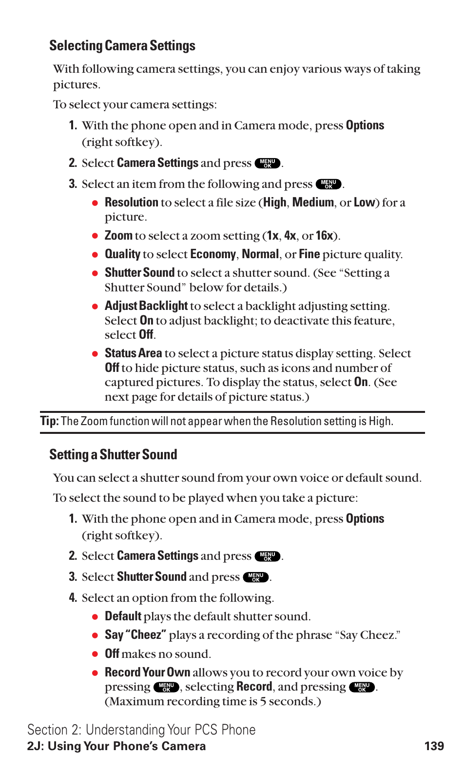 Selecting camera settings, Setting a shutter sound | Sanyo VM4500 User Manual | Page 151 / 244