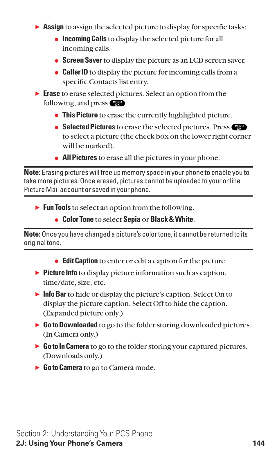 Fun tools to select an option from the following, Go to camera to go to camera mode, 2j: using your phone’s camera 144 | Sanyo VM4500 User Manual | Page 156 / 244