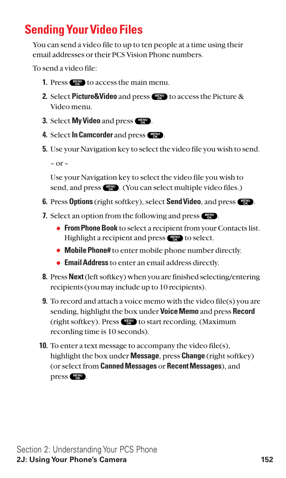 Sending your video files | Sanyo VM4500 User Manual | Page 164 / 244