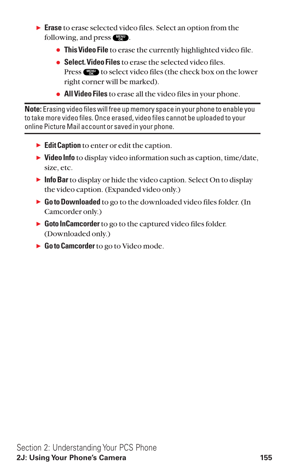 Edit caption to enter or edit the caption, Go to camcorder to go to video mode | Sanyo VM4500 User Manual | Page 167 / 244