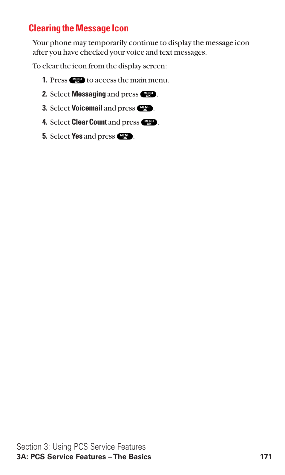 Clearing the message icon | Sanyo VM4500 User Manual | Page 183 / 244