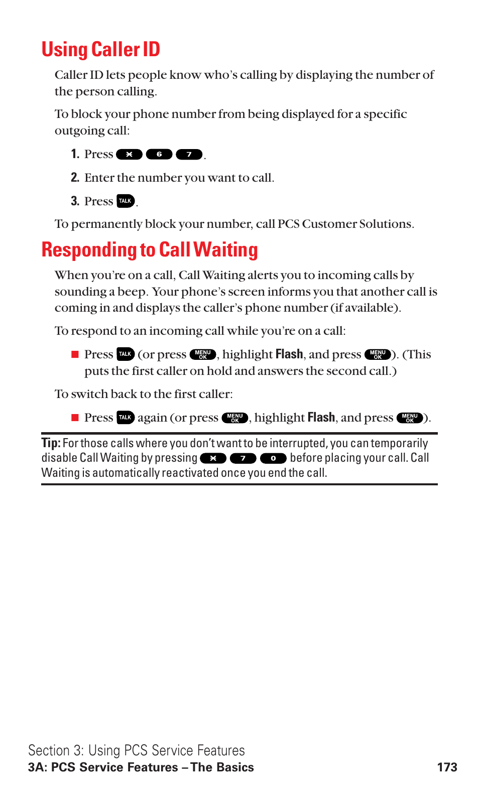 Using caller id, Responding to call waiting | Sanyo VM4500 User Manual | Page 185 / 244