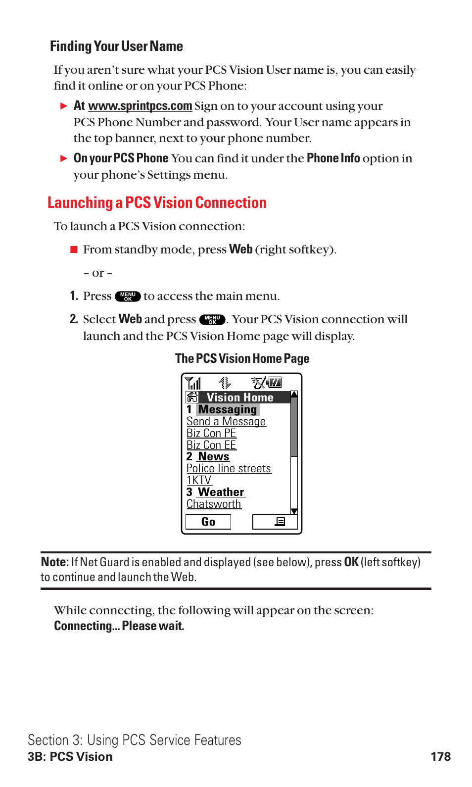 Launching a pcs vision connection, Finding your user name | Sanyo VM4500 User Manual | Page 190 / 244