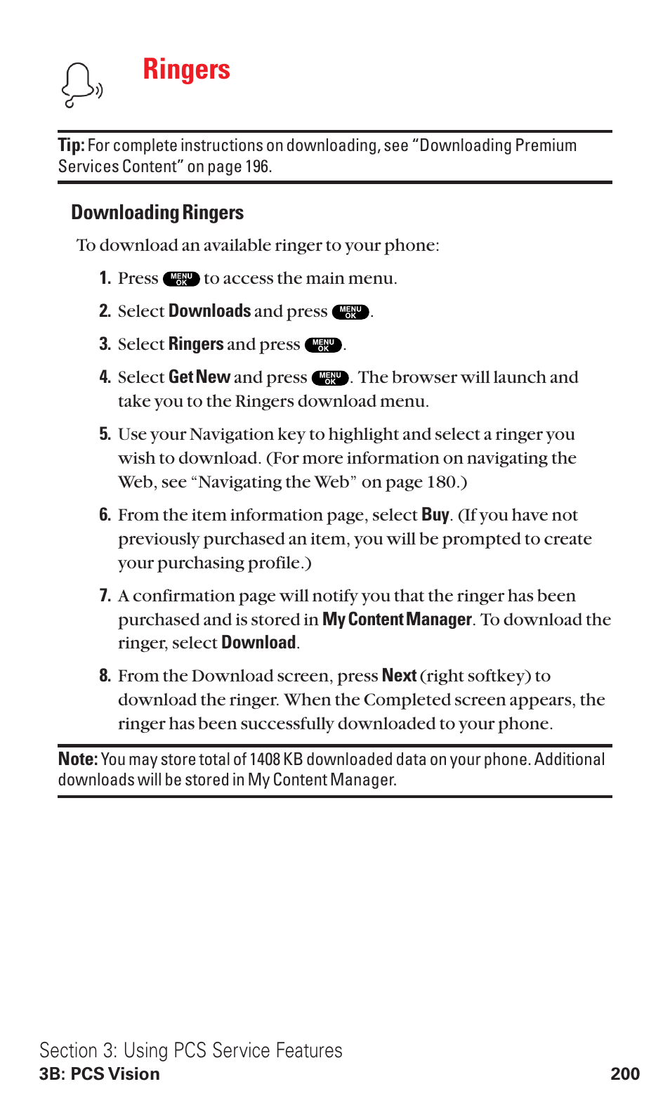 Ringers | Sanyo VM4500 User Manual | Page 212 / 244